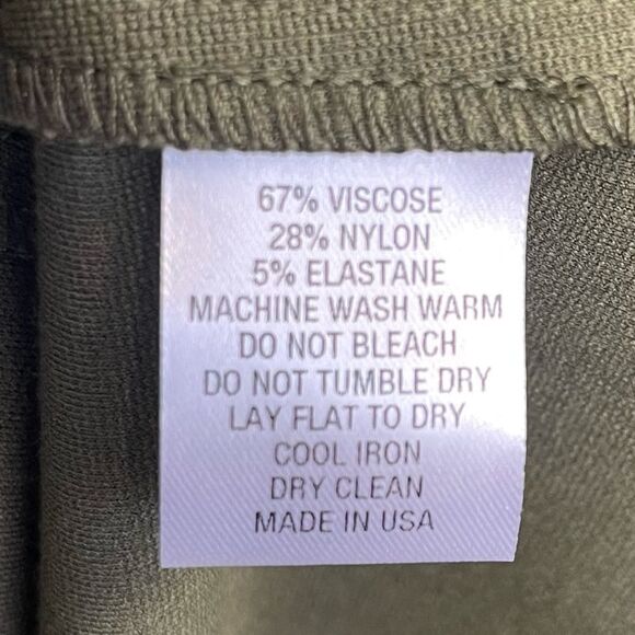 Pearl by Lela Rose Ponte Square Neck Dress Olive Green Long Sleeve A Line 0 Rare - Picture 12 of 16